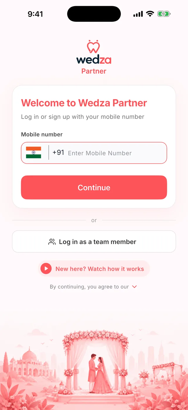 Wedza Partner app: Open Wedza Partner