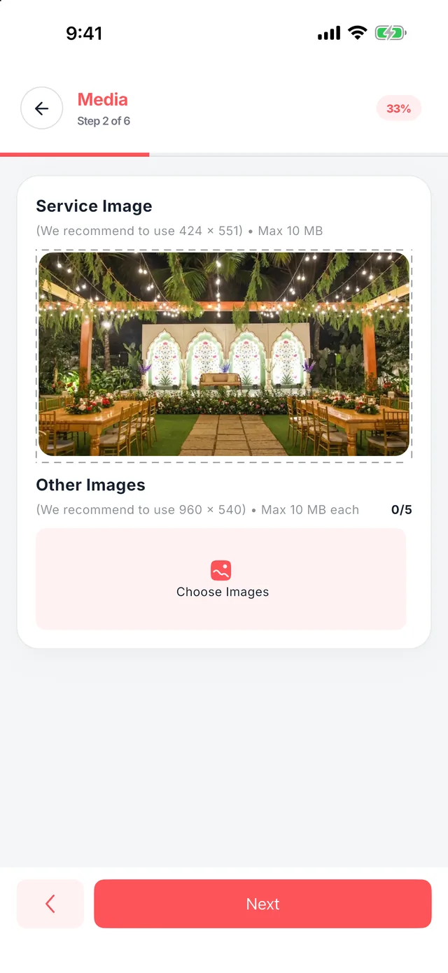 Wedza Partner app: Add photos