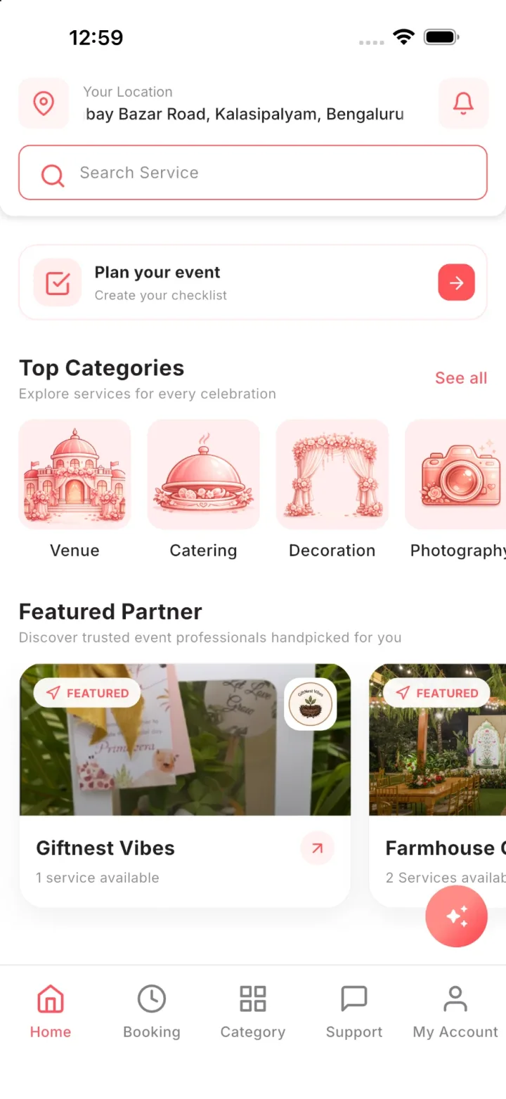 event marketplace India in the Wedza app